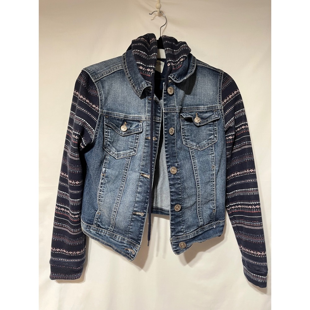Wallflower Denim Jacket Small Blue Jean‎ Hooded Knit Sleeve The Dreamer Fit